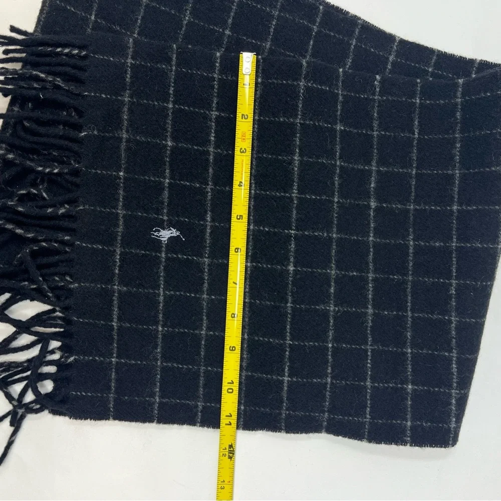 Polo by Ralph Lauren Lambswool Windowpane Scarf Black and Gray Winter Classic